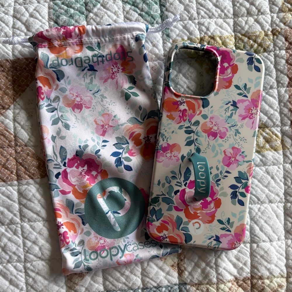 Loopy Case Floral Phone Case with Loop - Pink and Blue 12 Pro Max
